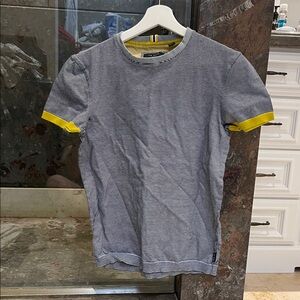 Ted Baker London Navy and Yellow Striped Tee